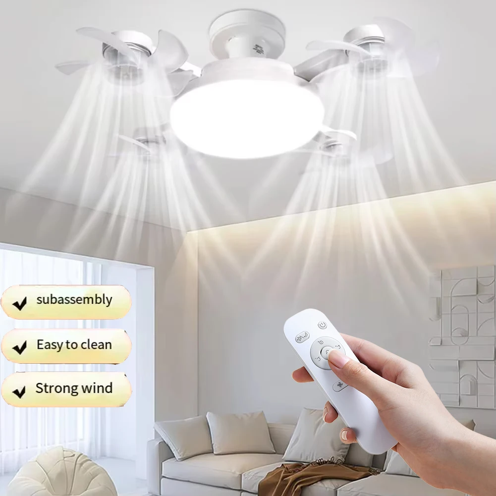 Light With 2 In 1 Remote Control Drone Silent Home Electric Fan Modern Dining Bedroom Study E27 Ceiling Pendant Lamp_voghion.com