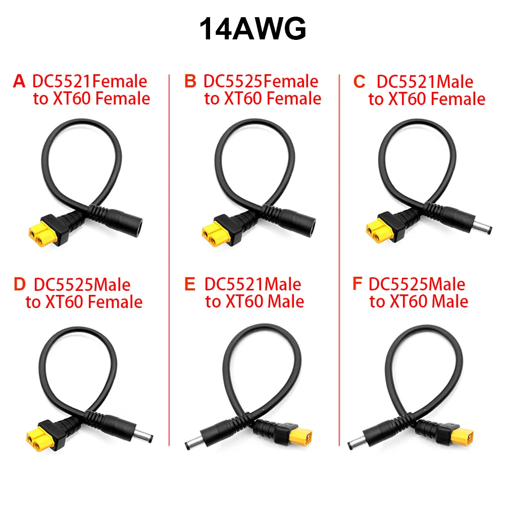 XT60 ϼ ÷ ͸ Ŀ ̺,  ͽټ 14AWG Ǹ ̾, RC ͸ Ϳ, 5.5*2.1mm, 5.5*2.5mm