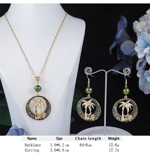 Cring Coco Coconut Tree Pendant Necklace Set New Desiner Samoan Earrings  Polynesian Wholesale Hawaiian Jewelry Sets for Women - AliExpress