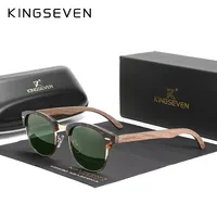 KINGSEVEN marque noyer lunettes de soleil hommes femmes polarisées UV400 lentille bois cadre rond lunettes Vintage rétro luxe lunettes Patchwork 1