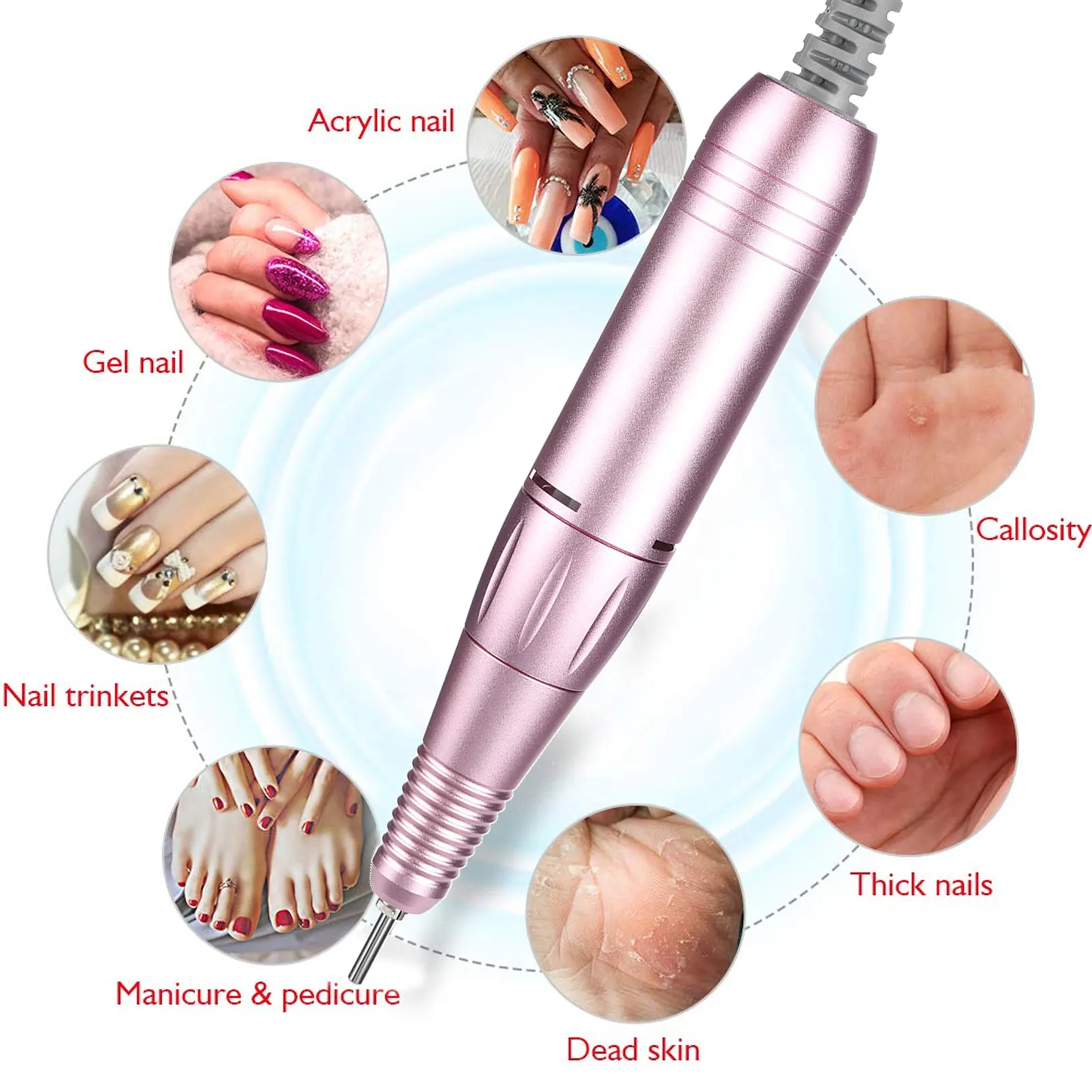 Professional Electric Manicure Machine Stainless Steel Handle 35000RPM Nail Drill Handle Electric Manicure Drill Accessory 6
