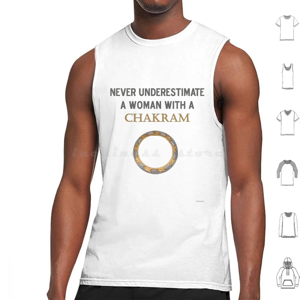 Donna Con Un Chakram Canotte Gilet Senza Maniche Chrakram Fixola Princess Sciarpa Donna Feminism Girl Power Arms