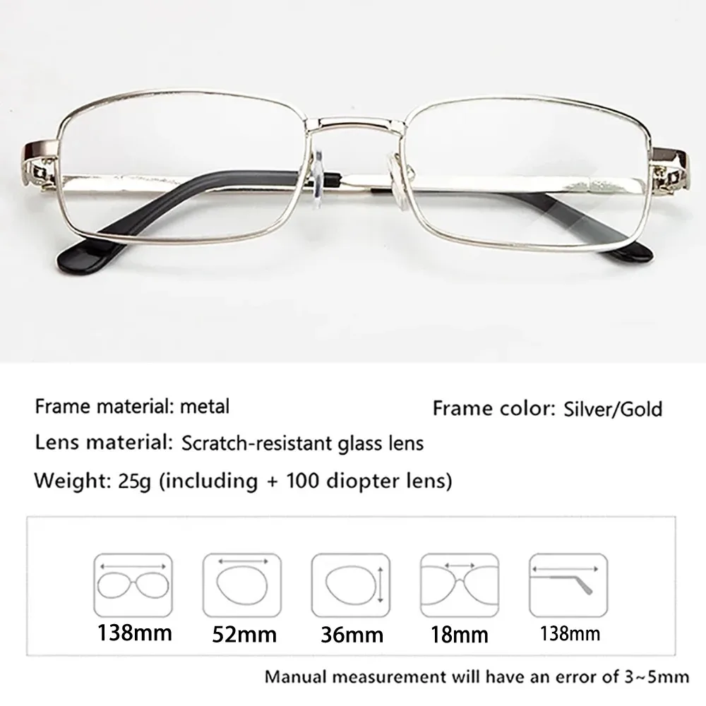 Unisex Clear Crystal Lens Anti-Scratch Reading Glasses