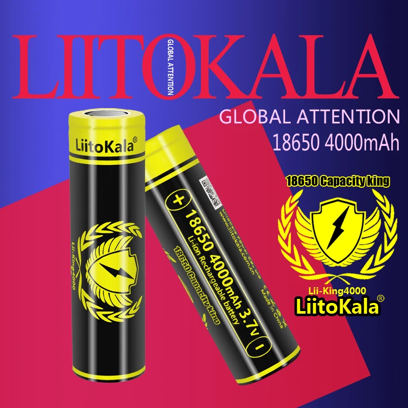 1-40 Pz Liitokala Lii-King4000 3.7V 18650 4000Mah 12A Scarica Batterie Ricaricabili Per Batterie Torcia