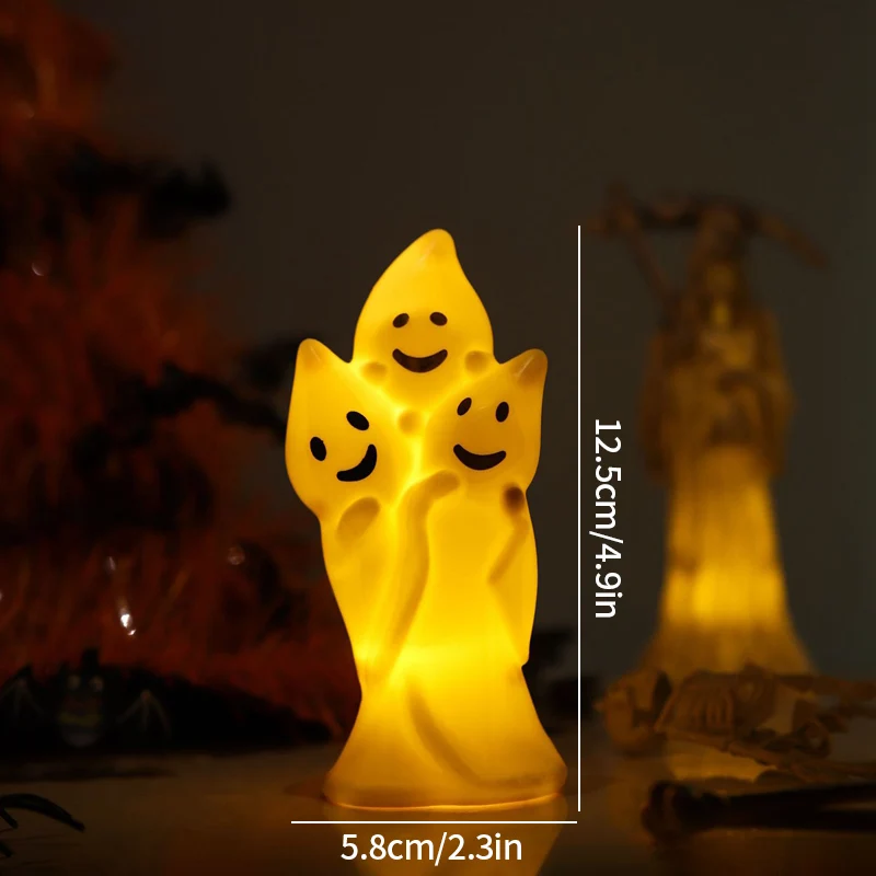 Spooky Halloween LED Light-Up Pumpkin Ghost Skeleton Desktop Ornament