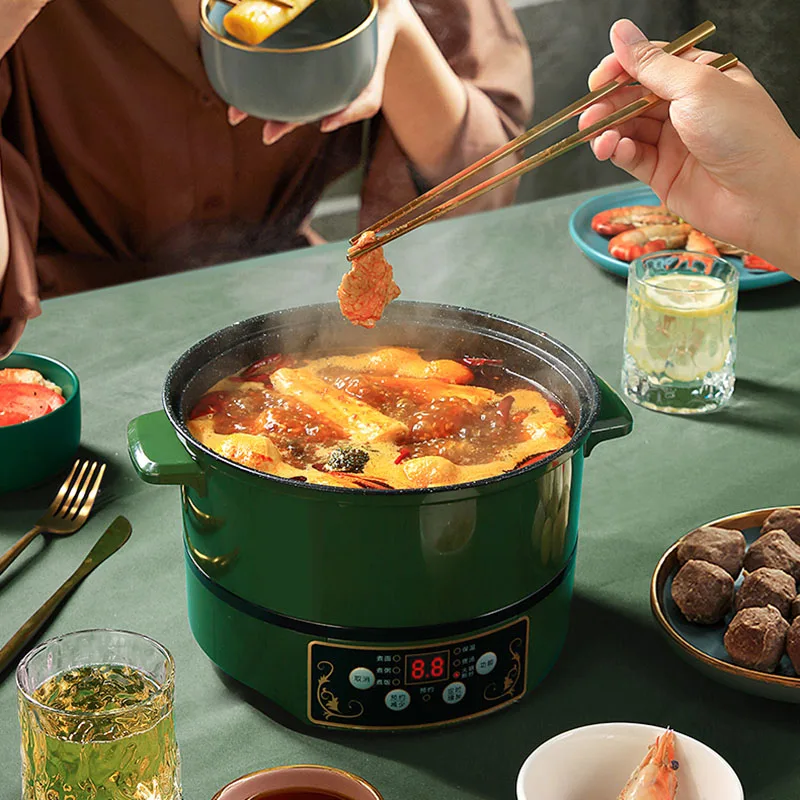 Double Electric Hot Pot Mini Rice Cooker Steam Meat Multifunction Chinese Hot  Pot Food Dishes Non-stick Fondue Chinoise Cookware - AliExpress