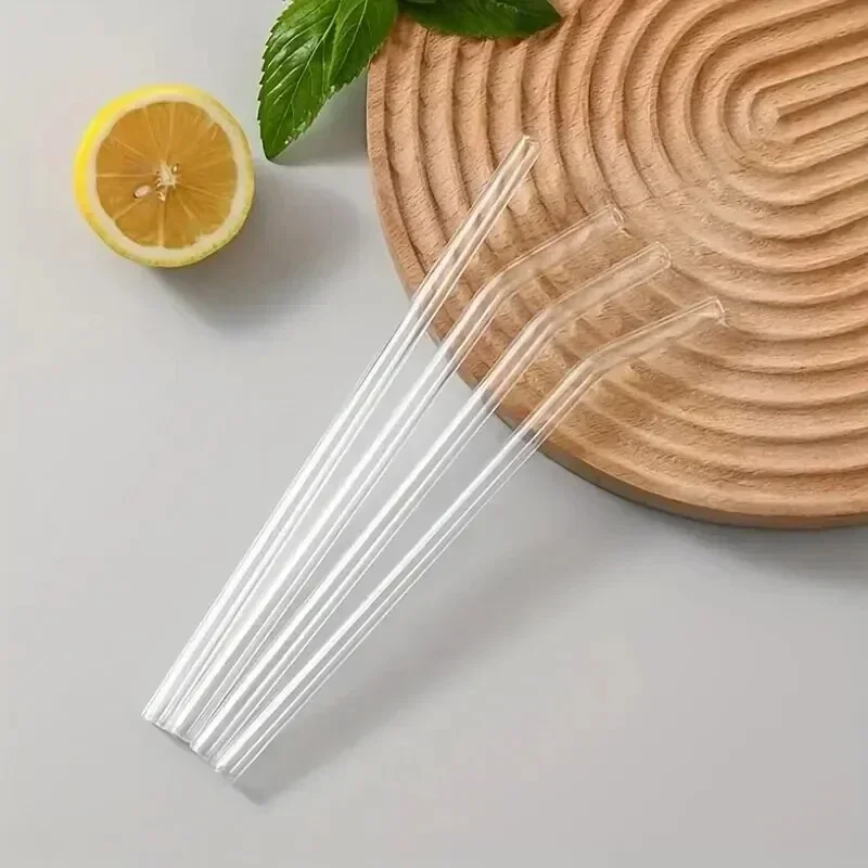 1set Heat Resistant Glass Straws With Brush - Set Of 5 - Reusable And Washable,Perfect For Smoothies, Milkshakes, Tea, Juice