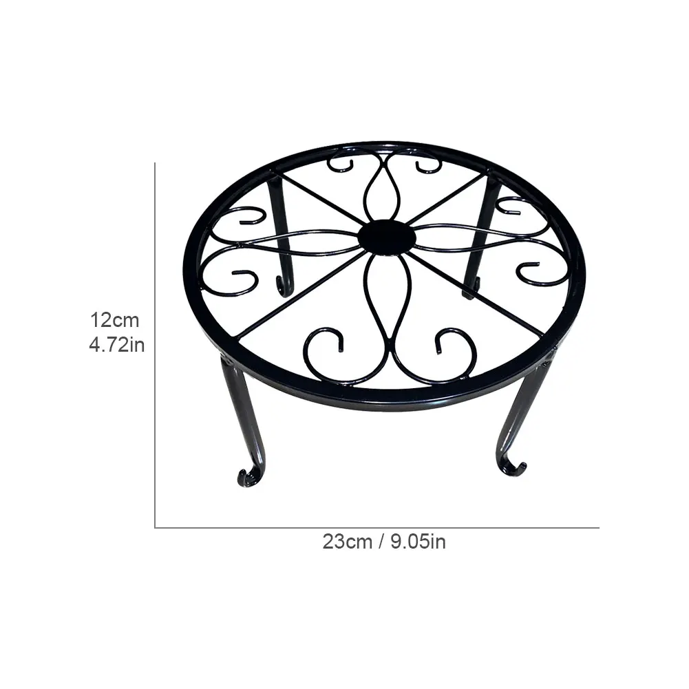 Round Succulent Retro Iron Flower Pot Stool Plant Stand Home Decor Table Holder Durable Indoor Outdoor Garden Rustproof Balcony