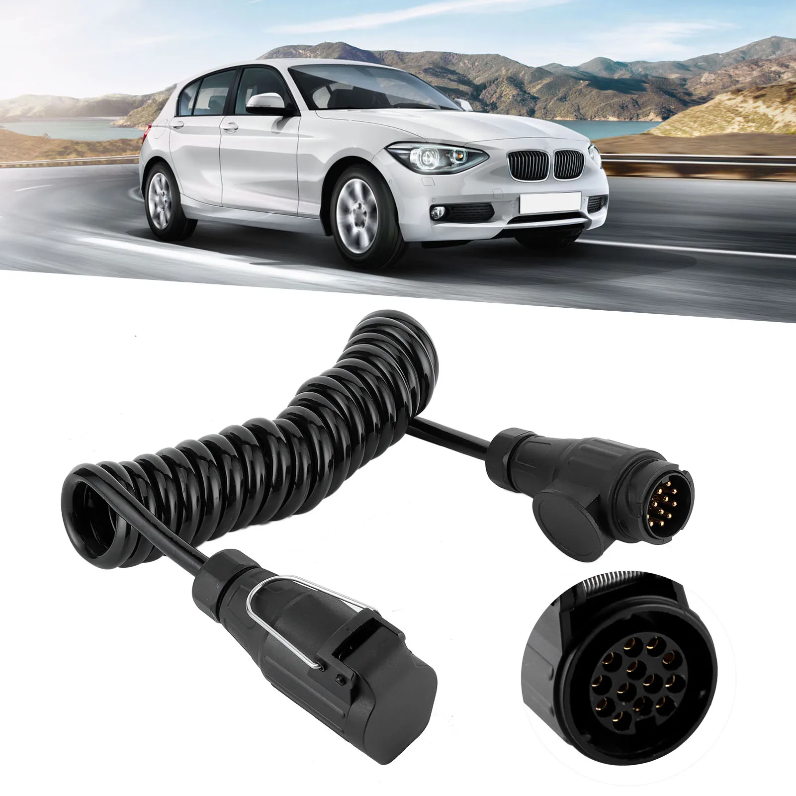 Aramox Cavo Adattatore Per Rimorchio Da 13 Pin A 13 Pin – Prolunga A Molla 1,6 M, Impermeabile Per Camper E Caravan