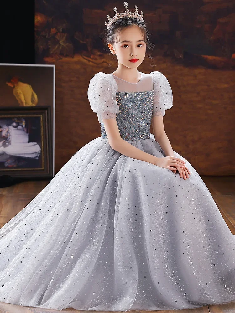 

Flower Girl Princess Dress 2024 New Spring Children's Host Piano Performance Dress Walk Show Birthday Evening Dress