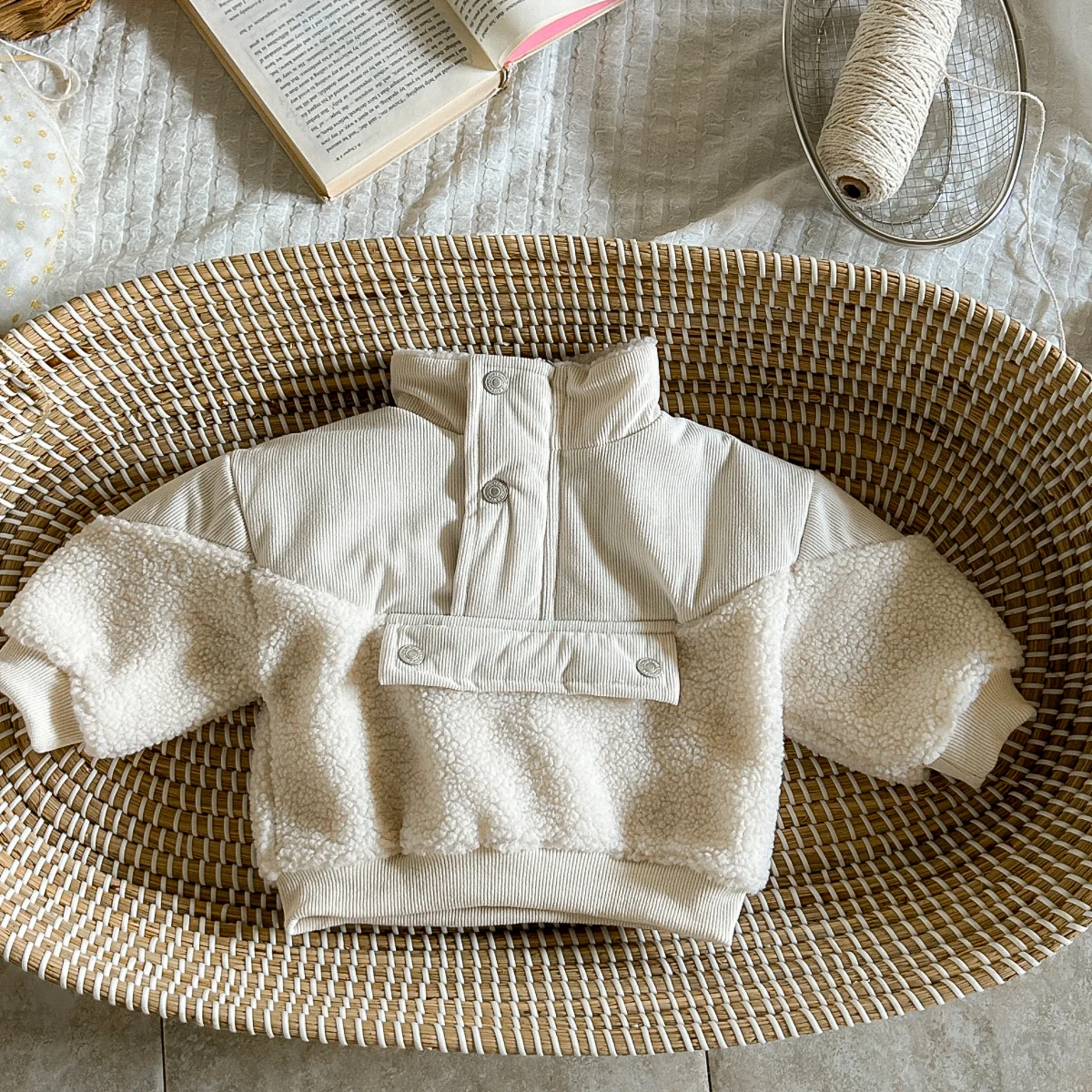 Toddle Baby Winter Coats Solid Warm Snowsuits Infant Tops Fleece Boys Girls Long Sleeve Button Sports Cloth Baby Cotton Clothes
