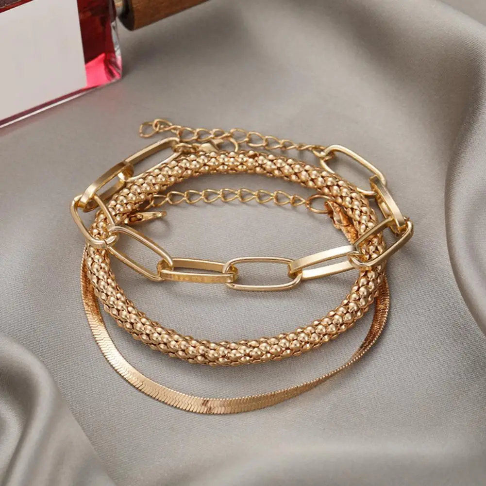 Punk Heavy Metal Big Thick Chain Bracciale Set Donna Retro Geometric Metal Twist Chain Bangles Bracciale Gioielli Punk