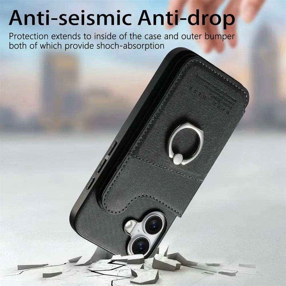 Wallet Double Button Magnet Leather RFID Card Case and Back Cover