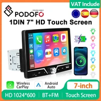 Podofo 7 "1Din CarPlay Android авто радио мультимедийное видео MP5 плеер сенсорный экран универсальное авторадио стерео USB зарядка