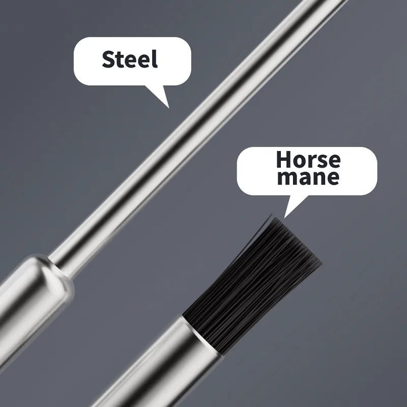 LANRUI QB95 먼지 제거 브러쉬 2.35mm 3.0mm 스틸 핸들 말털 솔 10개입 휴대폰 메인보드 스피커 수리 도구