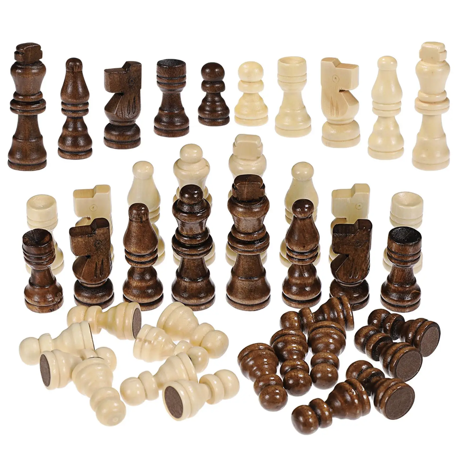 NUOBESTY 32pcs International Chess Pieces Wooden Chess Pieces Board Replacement Accessories