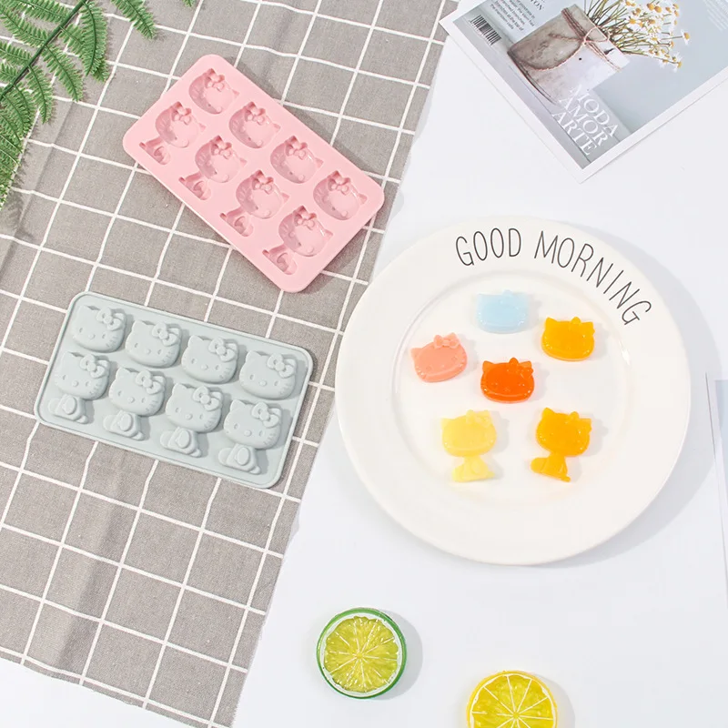 

New Hello Kitty Cartoon Sanrio Silicone Mold Parent-child Interactive Diy Jelly Ice Cream Handmade Toy Child Drop Glue Mold Gift