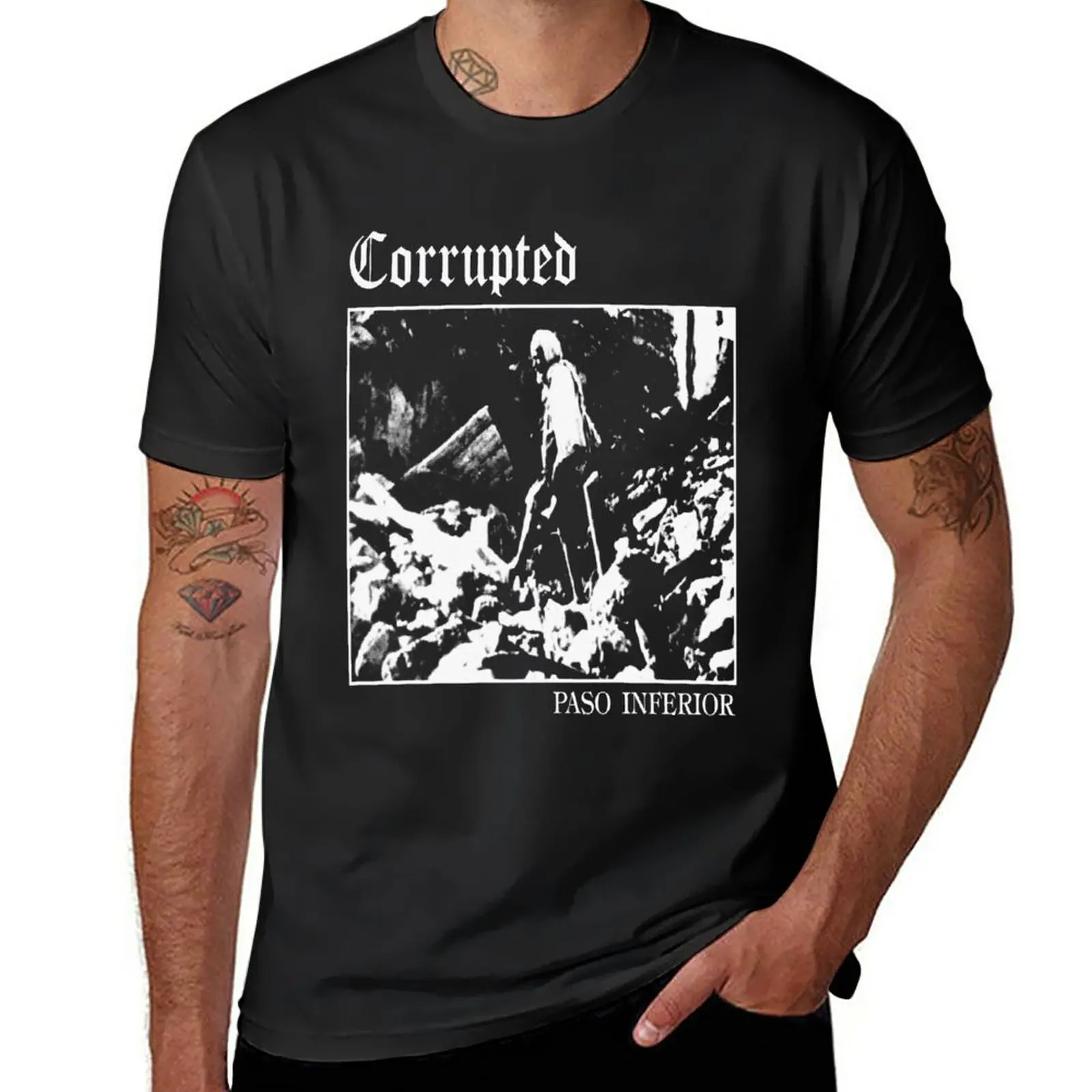 

Corrupted Paso Inferior T-Shirt customizeds vintage anime aesthetic clothes plain black t shirts men