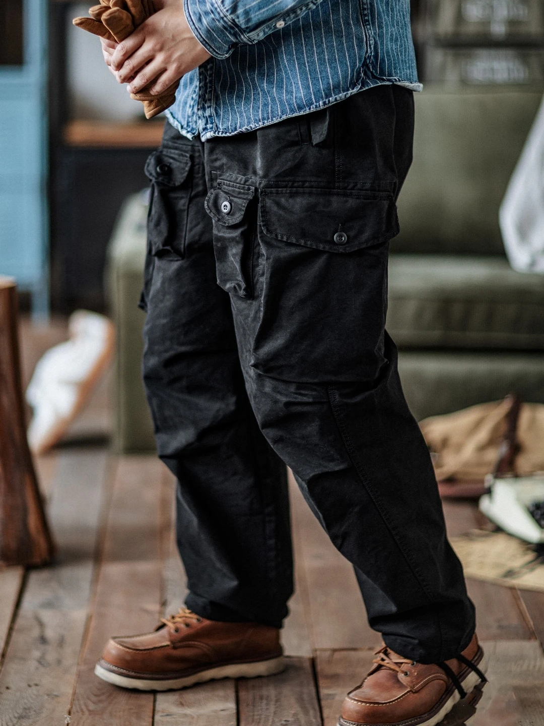 Retro American Sle Soldier Work Pants Men's Loose Fit Multi-ket Dad Jeans Trendy Casual Trousers Spring Autumn Youthful