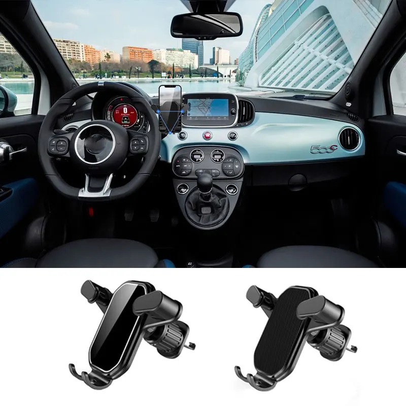 Für Fiat 500 2010-2015 Aluminium legierung Schwarz Auto Air Outlet Handy  Halter GPS Navigation halterung Auto Zubehör - AliExpress