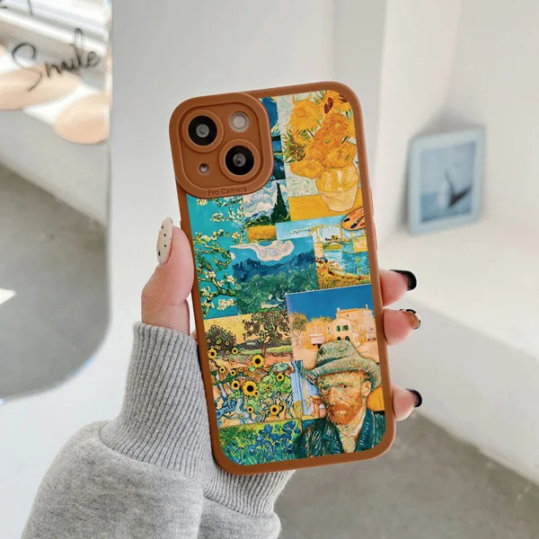 Vintage Van Gogh Handyhülle für iPhone 13 12 11 14 Pro Max Puzzle Illustration Handyhülle für iPhone 8 7 Plus SE2 X XS XR – Detail 6