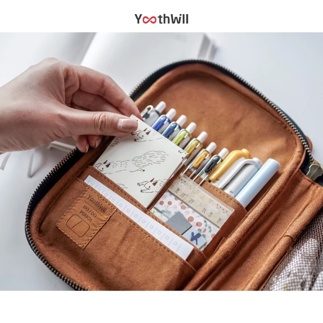 LIHIT LAB. Zipper Pen Case, Multi-Layered Storage Large Wide Open Pockets,  Straps and Pouches To Store Stationery - AliExpress