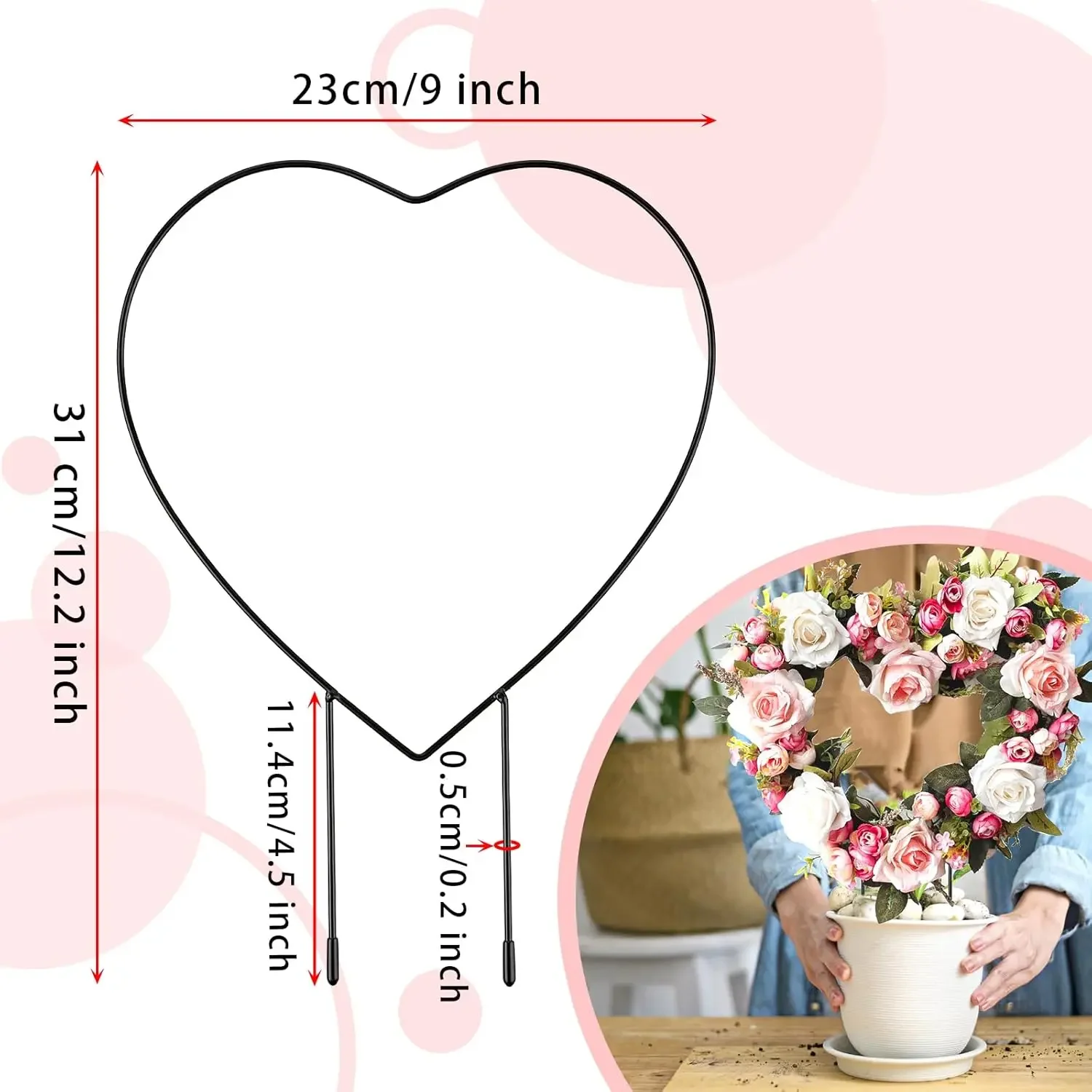 Metal Stackable Heart Garden Trellis Supports for Decorative Vines