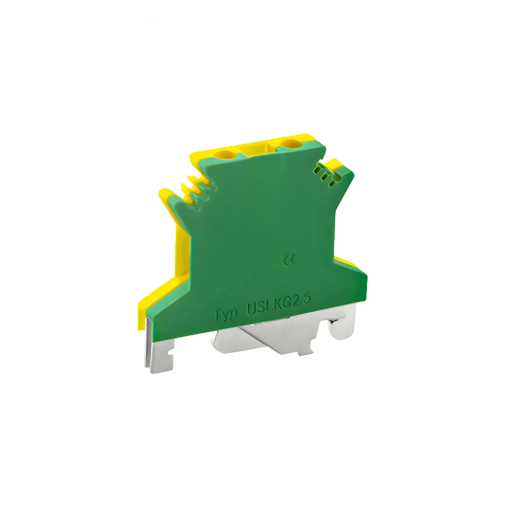 Din rail terminal block wire connectors 10Pcs USLKG-2.5N PE Din Rail Terminal Blocks Ground Universal Connector Screw Wire Conductor