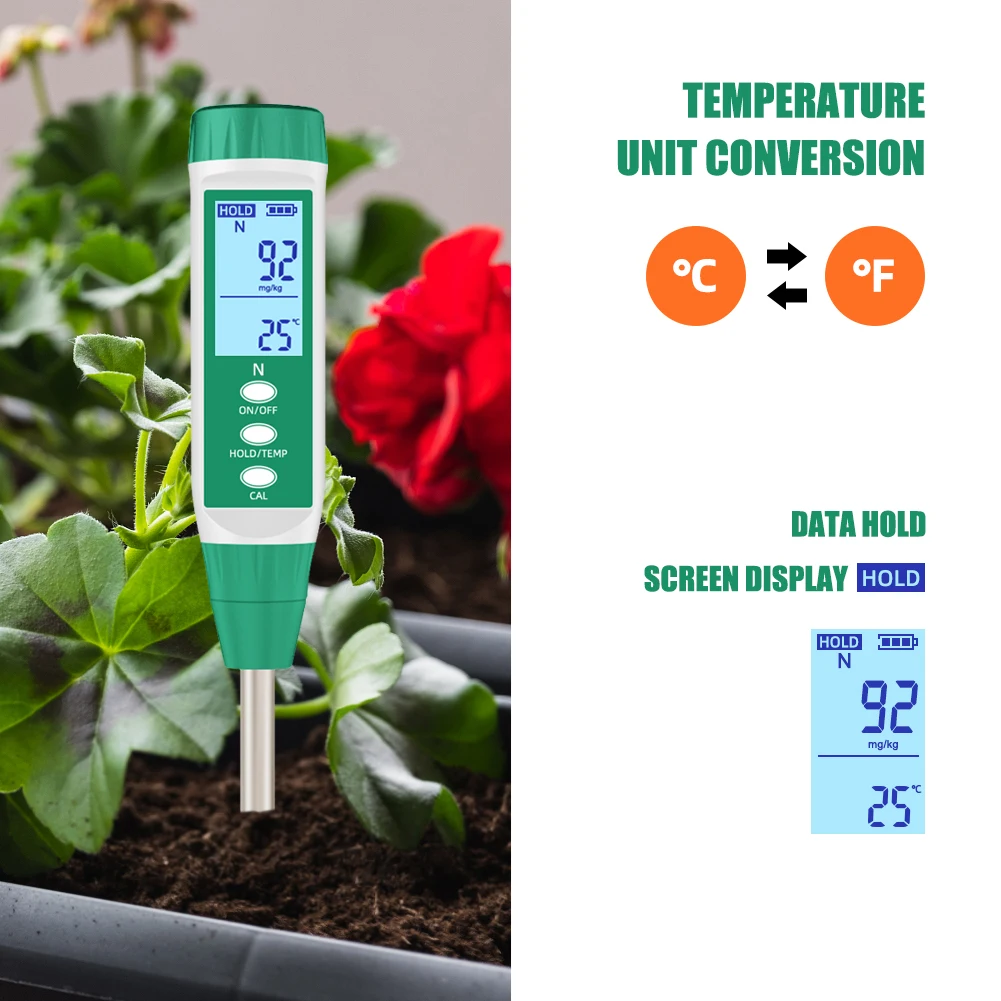 Digital Soil NPK Meter Quick-acting Nitrogen/Phosphorus/Potassium Nutrient Analyzer Fertility Tester for Gardening Agriculture