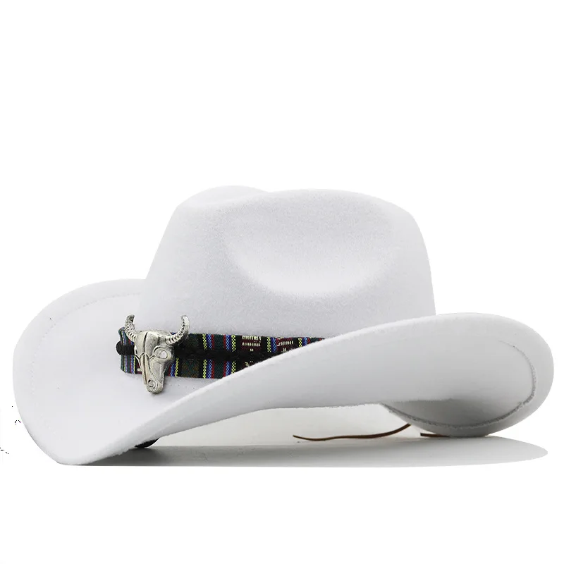 QBHAT Solid Color Faux Wool Felt Cowboy 