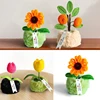 Crochet Sunflowers Hand Woven Flowers Plant Artificial Flowers Potted Crochet Flower Wedding Guests Gift Christmas Gifts 1