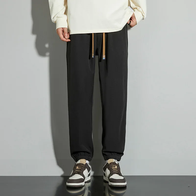 

Новые весенне-осенние мужские однотонные повседневные брюки с галстуком для бега мужские брюки баскетбольные спортивные защитные брюки