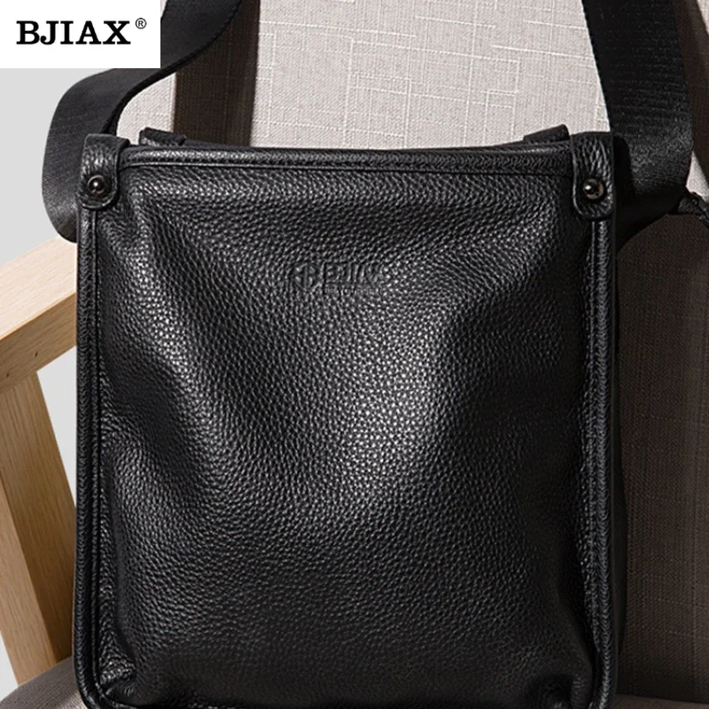 BJIAX Top Layer Cowhide Bag Business Casual Men s Crossbody Bag Leather Premium Commuter Mobile Phone
