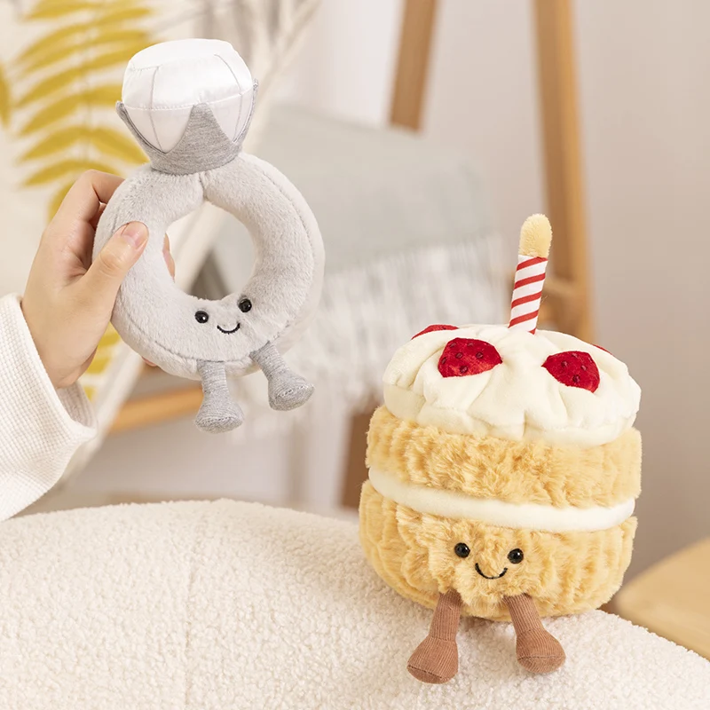 Creative Simulation Wedding Cake Plush Toy Birthday Party Decor Lovely Engagement Ring for Couples Girls Valentine's Day Gifts newest round buckle metal circle belts for women lovely big ring decorated belt female fashion woman black waist belts student