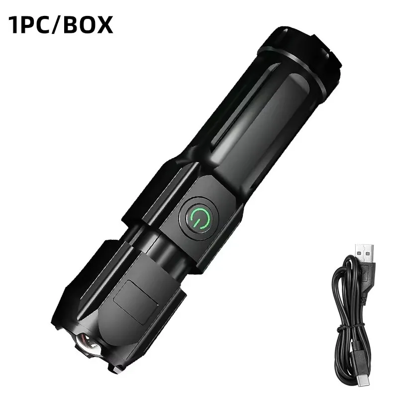 Ultra Bright Tactical Flashlight with Built-in Battery and Telescopic Zoom