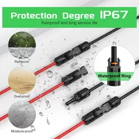 Connecteurs solaires d'alimentation câble de branche en Y 30A, câble solaire adaptateur parallèle en paire pour panneau solaire 1 * M/FF + 1 * F/MM noir rouge alimentation 3