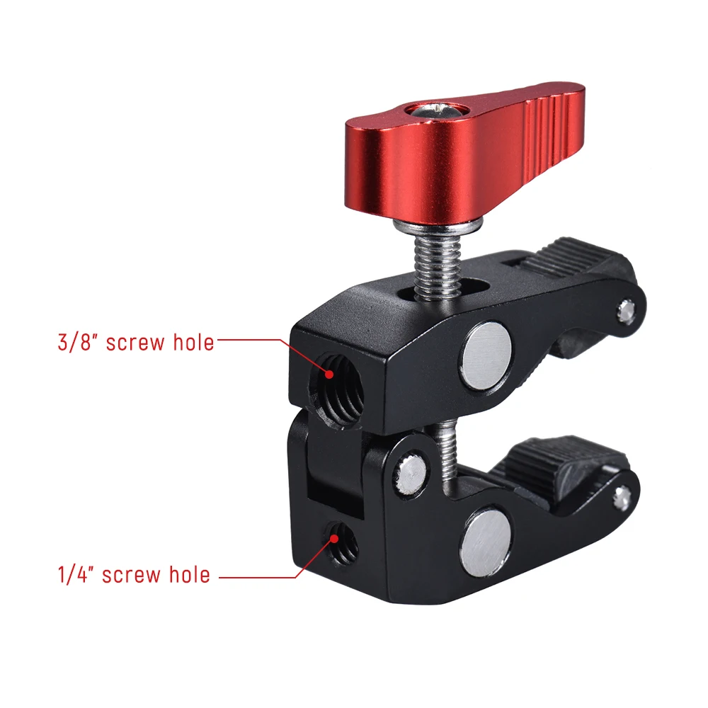 Andoer Crab Pliers Clip Super Clamp with 1/4" & 3/8" Screw Hole for DSLR Rig LCD Monitor Studio Light Camera Arm Photo Studi