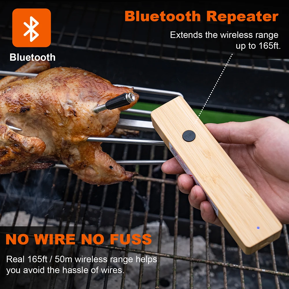 Wireless Meat Thermometer Waterproof Probe Bluetooth Food Thermometer Support APP Remote Real-time Monitoring for BBQ Baking 4