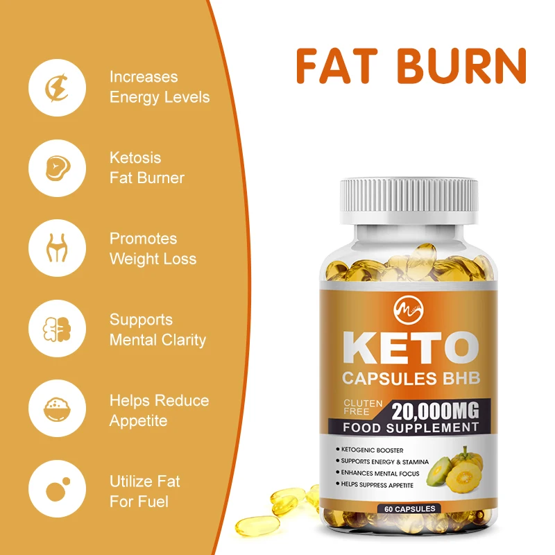 Minch Keto Capsules Body Management Supplement Vitamin For Adults Ketogenic Promotes Energy Boost Burning Fat & Focus 120Cap