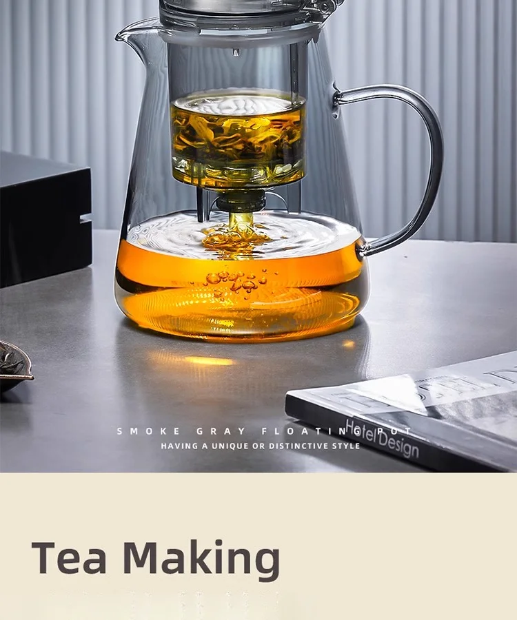 Description Picture 6 of itemGIANXI Piao Yi Cup High Borosilicate Glass One Button Press Filter Tea Pot Individual Tea Bin Teapot With Handle