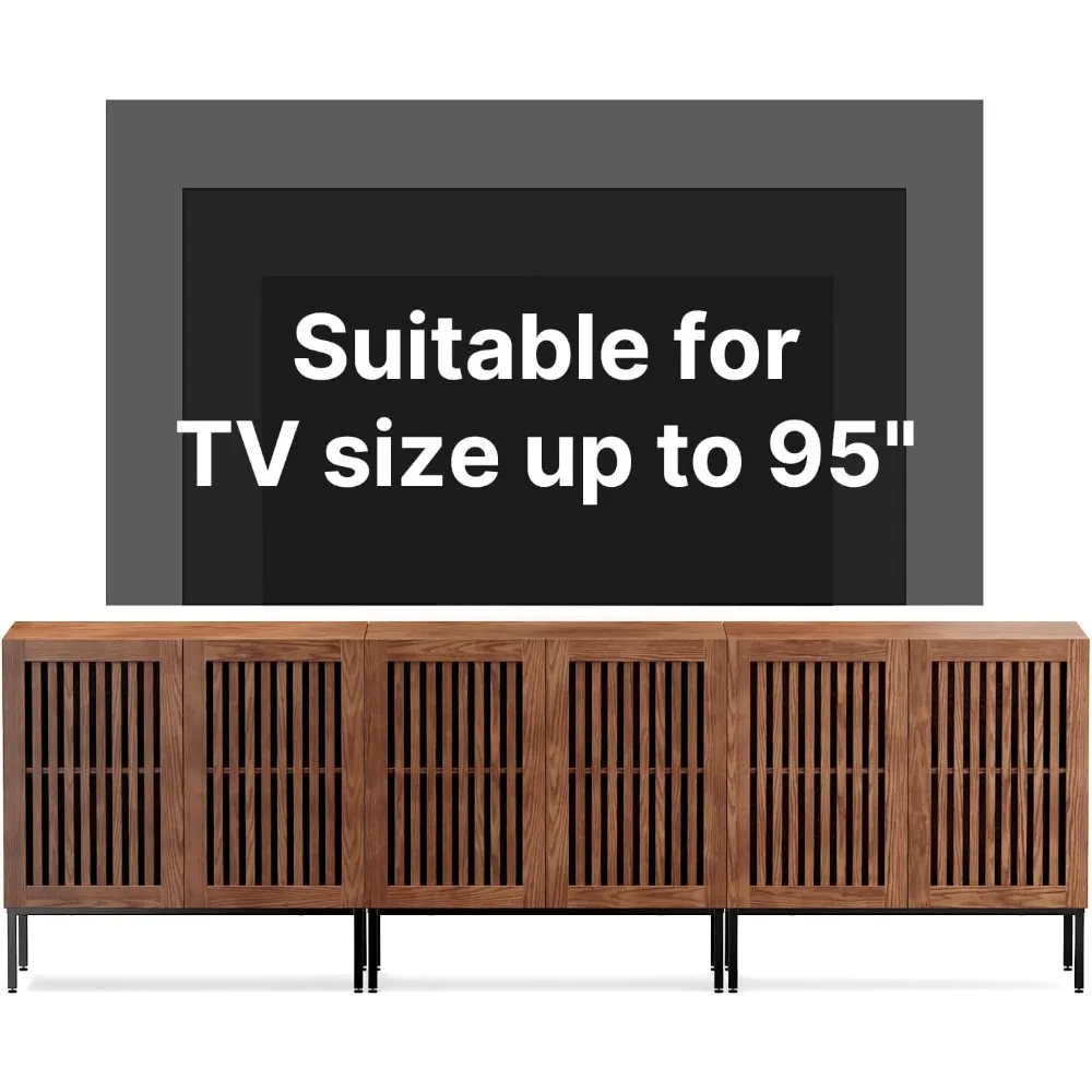 TV Stand for 95 inch, 3 in 1 Entertainment Center TV Console with Storage Cabinets and Metal Base, TVs Stands 6