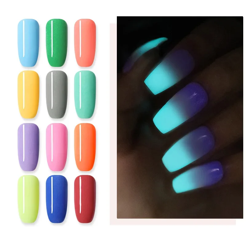 Ultrafine Luminous Dip Nail Powder Set Phosphor Dipping Glitter Glow in Dark Shining Fluorescent Natural Dry Chrome