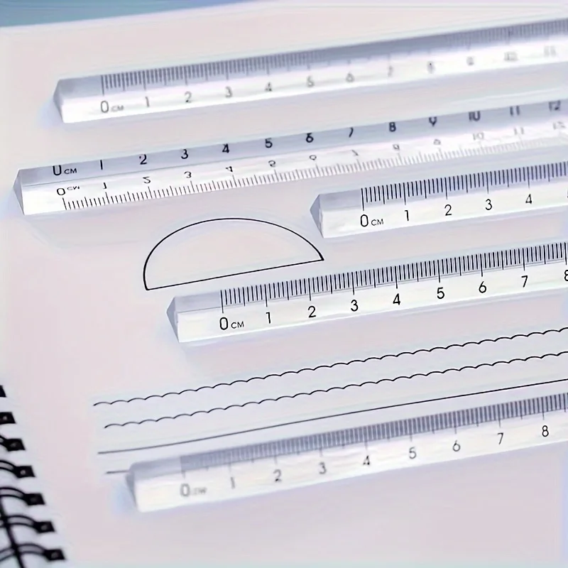 3pcs/set, Transparent Triangular Scale Ruler Triangular Ruler Triangle Size Proportional Drawing Template Ruler