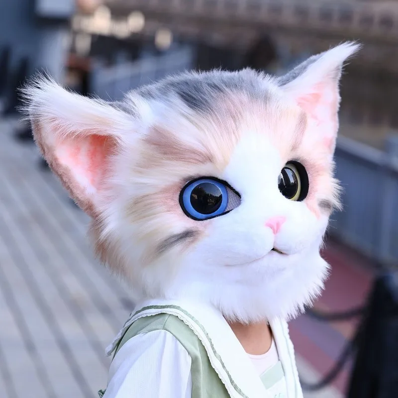 Kigurumi Fursuit Cosplay Cat Head Covers Ragdoll Cat Cute Animals Furry Mask Headgear Women Men Unisex Carnival Halloween Party