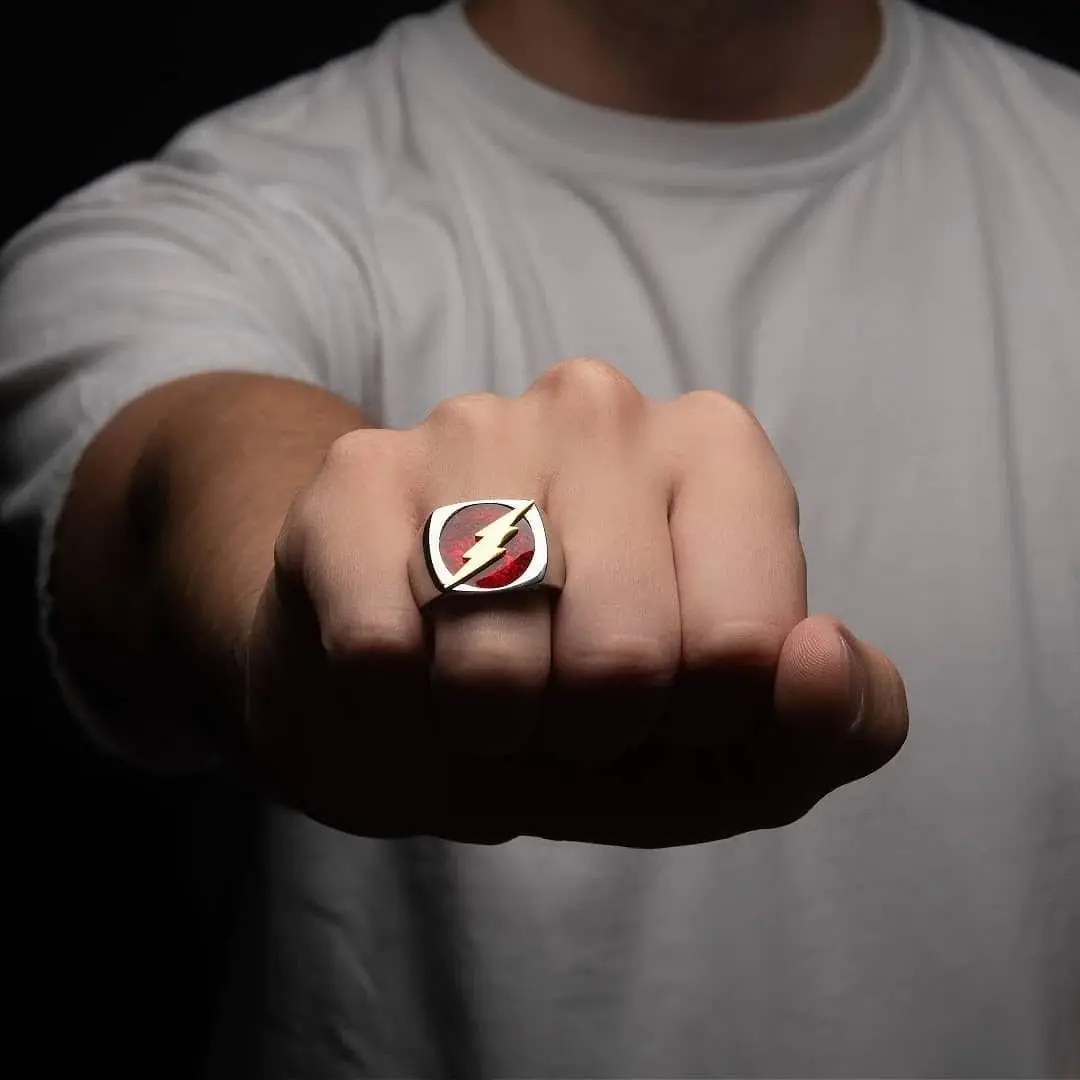 DC Flash Stamp Opening Ring Male Tide Personality Salesone Warner Surrounding the Same Ring Birthday Gift 3