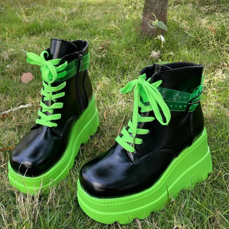2022 New Big Sizes 43 Gothic Green Platform High Heels Cosplay Fashion