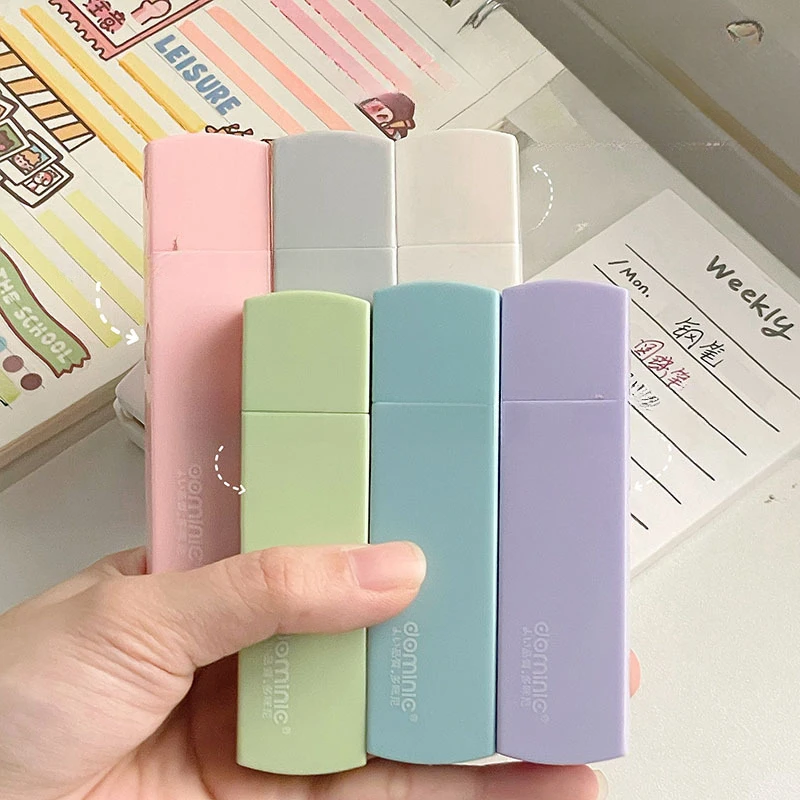 6pcs Morandi Correction With High Aesthetics, Simple Alterations,Portable Square Student Handbook Correction Set School Supplies - 3