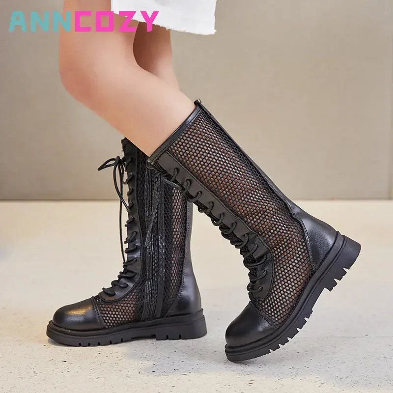 

Children Girls Boots 2023 Summer New Style Korean Edition Versatile Bandage Flat Boots Beach Shoes Kid's Roman Shoes Trend