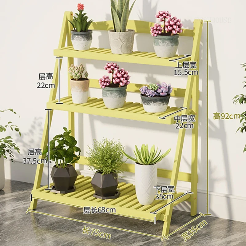 High-end Multi-functional Plant Stand for Balcony Modern Wooden Drain Flowerpot Holder Multi-layer Folding Shelf for Terrace