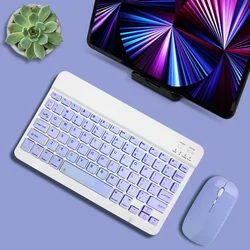 Wireless Rechargeable Multilingual Bluetooth Keyboard and Mouse (Purple with Mouse)